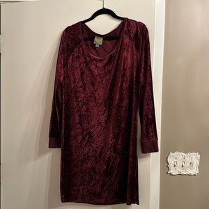 Crushed velvet long sleeve dress
